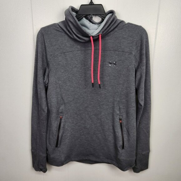 Under Armour  Hooded Sweatshirt  Womens Large‎ Gray Funnel Neck Hoodie Pullover - Picture 1 of 13